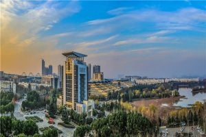 Fly over the beautiful campus – Jianghan University